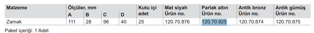 NOVE Kulp parlak altın 96mm 4