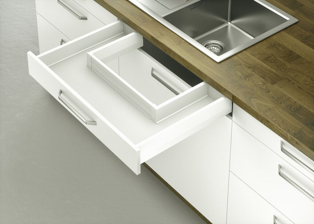 Çift Yanaklı Çekmece Sistemi, HÄFELE MATRIX BOX P, Eviye Altı Çekmece Seti, 18 mm Ahşap Kalınlığı İçin