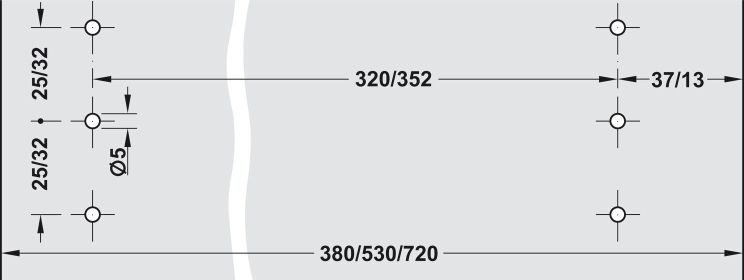 Çekmece rayları, Häfele Matrix Runner OC P35/45, ekstra açılım 2