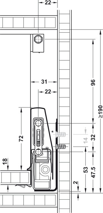 Çift Yanaklı Çekmece Sistemi, HÄFELE Matrix Box P, Kare Bordürlü Çekmece Seti, 18 mm Ahşap Kalınlığı İçin 4