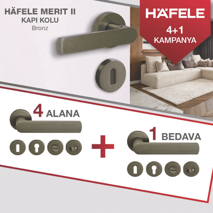 Kapı Kolu Seti, HÄFELE MERIT II, Alüminyum / Zamak, Yuvarlak Rozet