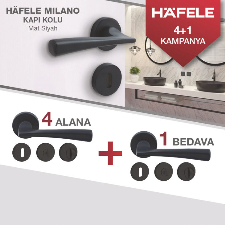 Kapı Kolu Seti, HÄFELE MILANO, Zamak, Yuvarlak Rozet
