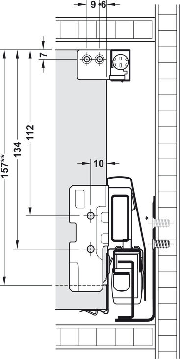 Çift Yanaklı Çekmece Sistemi, HÄFELE Matrix Box P, Kare Bordürlü Çekmece Seti, 18 mm Ahşap Kalınlığı İçin 3
