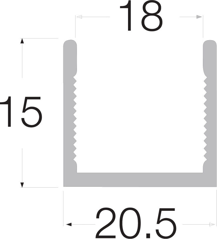 ADoor U-18 top/bott profile,Alum, 3mt