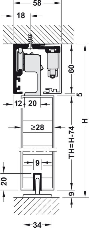 Kayar kapı bağlantı parçası, Slido D-Line12 50E, set 4