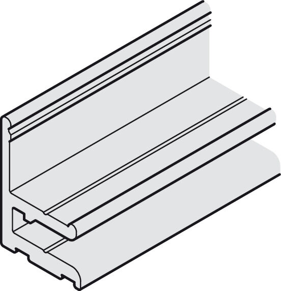 Sabit cam sabitleme profili, döşeme ve duvar bağlantısı için, 2 parçalı, Häfele Slido D-Line11 50L / 80L / 120L