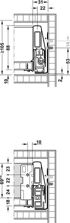 Çift Yanaklı Çekmece Sistemi, HÄFELE Matrix Box P, İç Çekmece Seti, 18 mm Ahşap Kalınlığı İçin 3