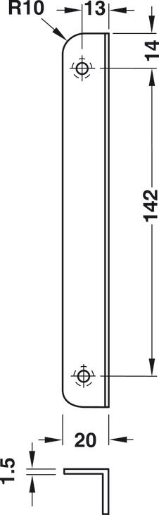 Açılı kilit karşılığı, düz kapılar için, 170 mm 4