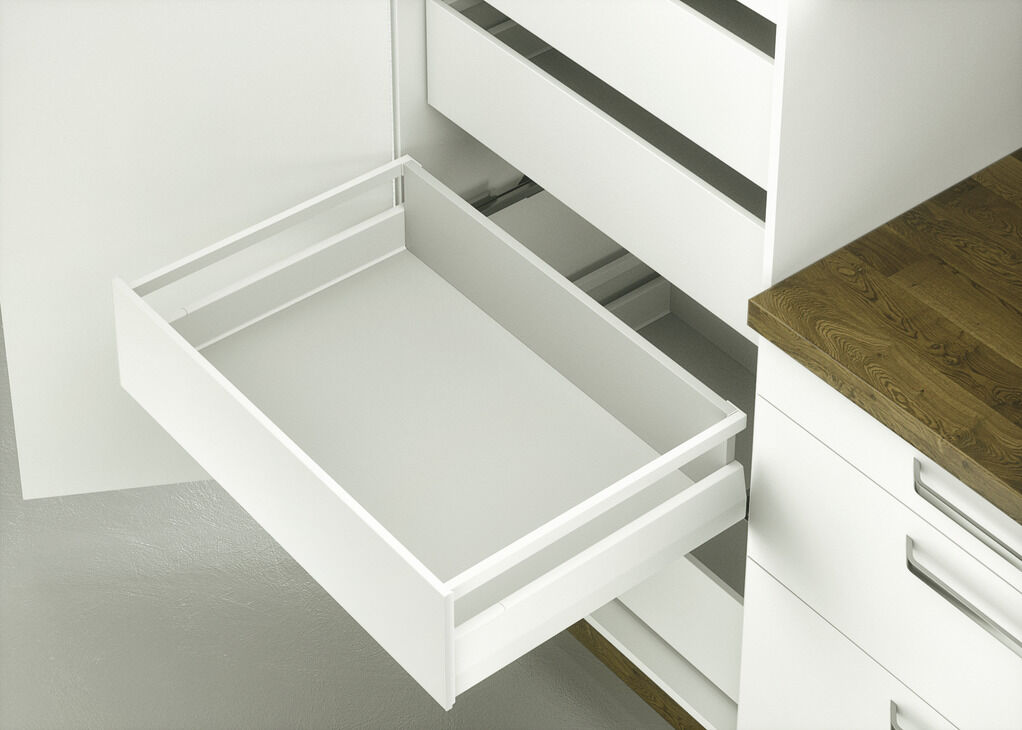 Çift Yanaklı Çekmece Sistemi, HÄFELE Matrix Box P, Bordürlü İç Çekmece Seti, 18 mm Ahşap Kalınlığı İçin