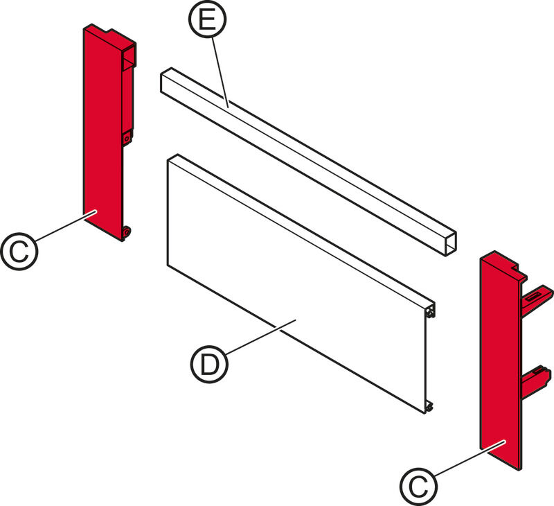 Ön braket seti, İç Çekmece İçin, Häfele Matrix Box Slim A 3
