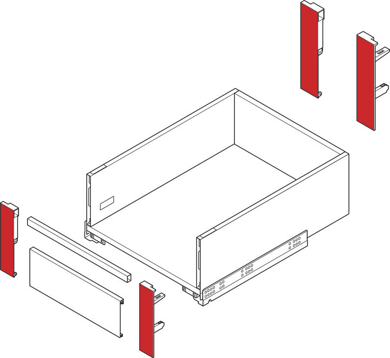 Ön braket seti, İç Çekmece İçin, Häfele Matrix Box Slim A 4