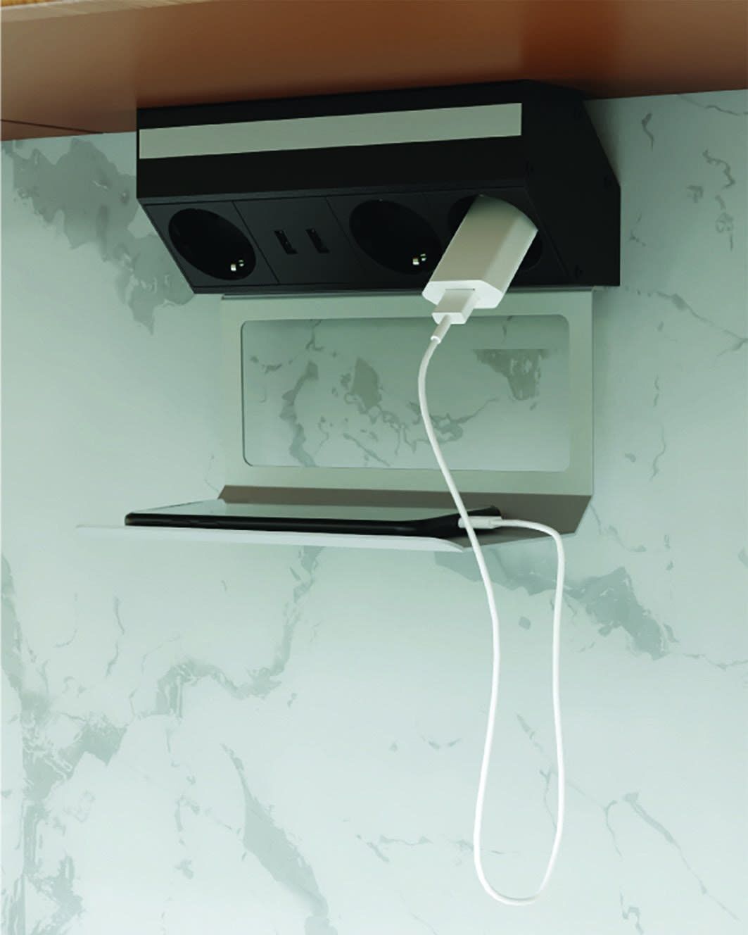 POWER SHELF, 3x2P+E, 1x 2USB-A, antrasit