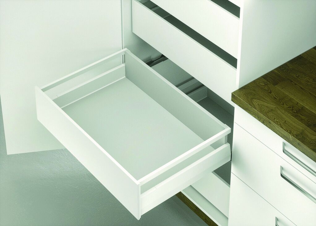 Çift Yanaklı Çekmece Sistemi, HÄFELE Matrix Box P, Bordürlü İç Çekmece Seti, 18 mm Ahşap Kalınlığı İçin 2