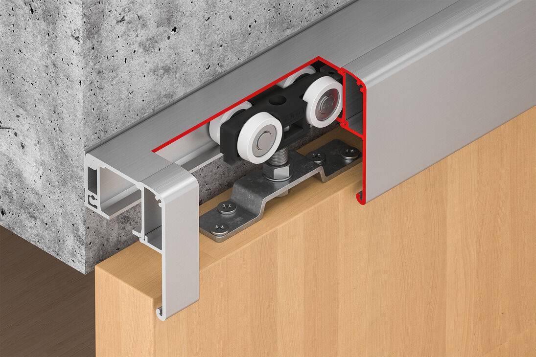Kayar kapı bağlantı parçası, Häfele Slido D-Line11 80P, taşıyıcı raysız set