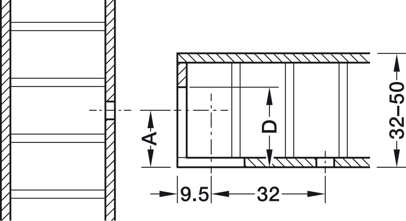 Bağlantı gövdesi, Rafix 20 HC, panel kalınlığı 32–50 mm için 3