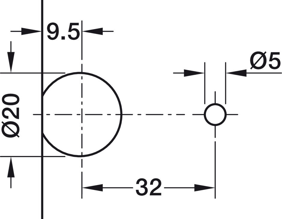 Bağlantı gövdesi, Rafix 20 HC, panel kalınlığı 32–50 mm için 4