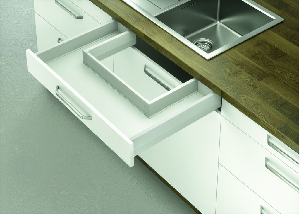 Çift Yanaklı Çekmece Sistemi, HÄFELE Matrix Box P, Eviye Altı Çekmece Seti, 18 mm Ahşap Kalınlığı İçin