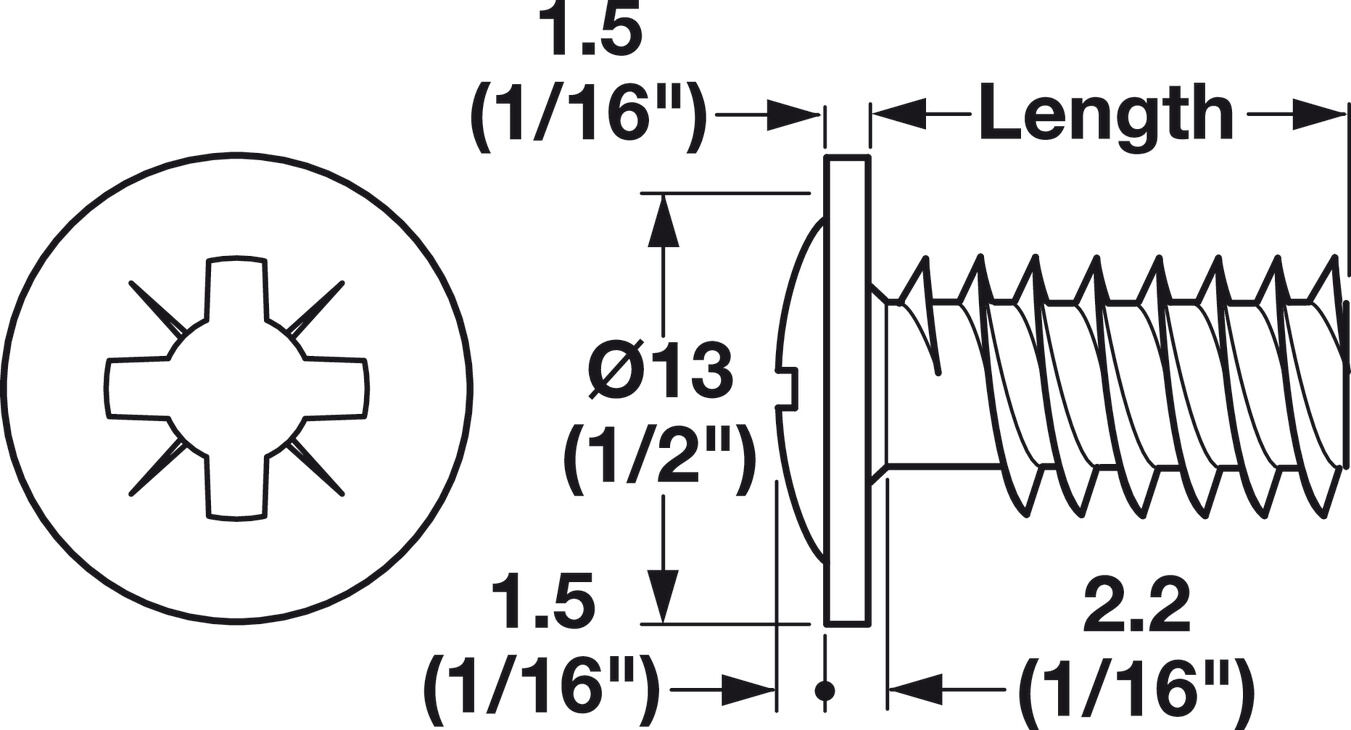 Panel montaj vidası, Düz başlı, PZ, tam dişli, ahşaptaki ⌀ 5 mm matkap delikleri için 3