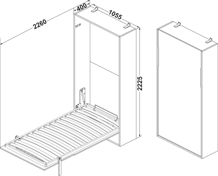 Katlanır Yatak Mekanizması, Tek Kişilik, Dikey, HÄFELE LETTO 01 2