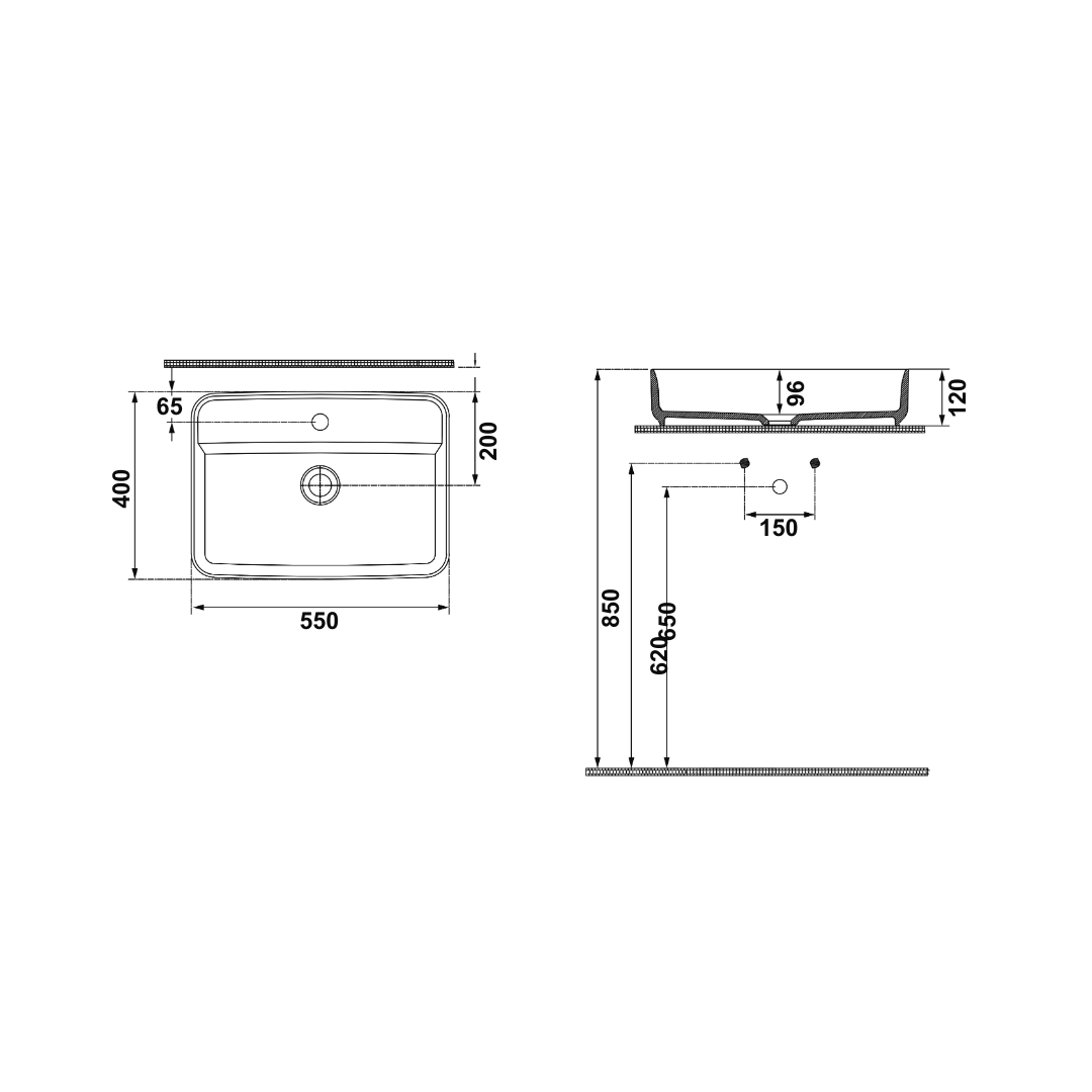 MILAGRO SB Lavabo,parlak beyaz,550x400mm 2
